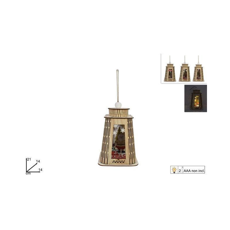 LANTERNA LEGNO TRAPEZIO C/SCEN. NAT C/LU EAN 8053482124193 INGROSSO APPENDINI NATALIZI