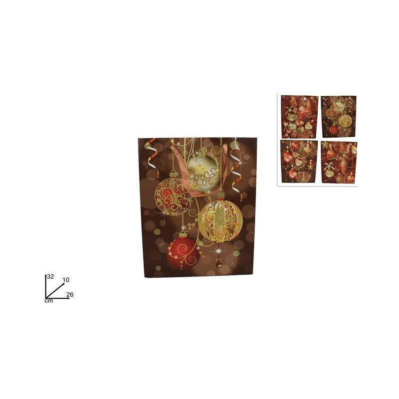 BUSTA REGALO NATALIZIA PALLINE CM 32X26X EAN 8053482137438 INGROSSO SACCHETTI E SHOPPER NATALIZI