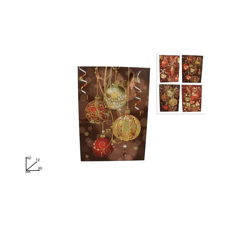 BUSTA REGALO NATALIZIA PALLINE CM 42X30X EAN 8053482137469 INGROSSO SACCHETTI E SHOPPER NATALIZI