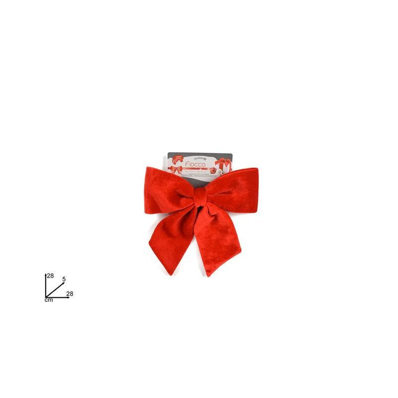 FIOCCO VELLUTO 28 CM ROSSO EAN 8053482138497 INGROSSO NASTRI NATALIZI PER ADDOBBO