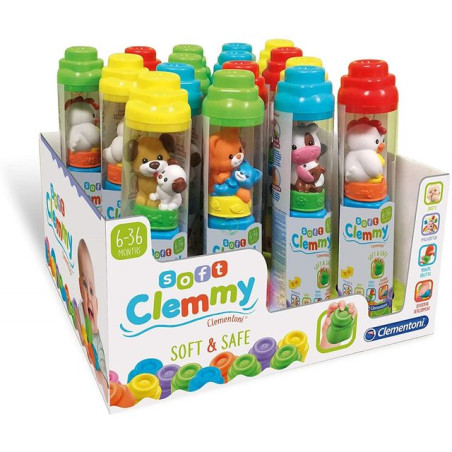 CLEMMY TUBI DOLCI ANIMALI 38X32X19CM 4 MORBIDI MATTONCINI LAVABILI E ATOSSICI EAN 8005125172054 INGROSSO GIOCHI PRIMA INFANZIA