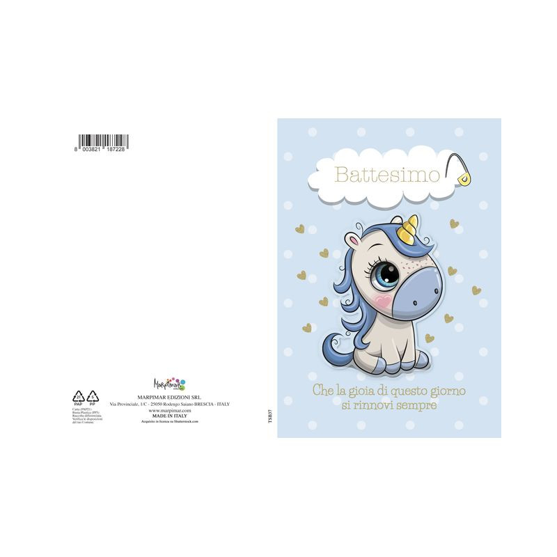 BIGLIETTO BATTESIMO AZZ. SP.C/APPL. C.12 EAN 8003821187228 INGROSSO BIGLIETTI BATTESIMO