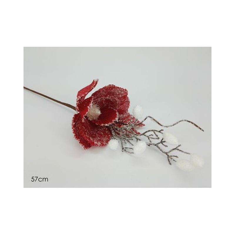 STELO INNEVATO 57CM IUTA ROSSO EAN 8015361192495 INGROSSO FIORI FINTI NATALIZI