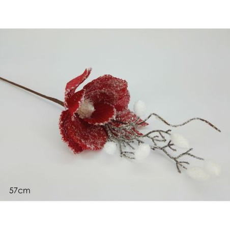 STELO INNEVATO 57CM IUTA ROSSO EAN 8015361192495 INGROSSO FIORI FINTI NATALIZI