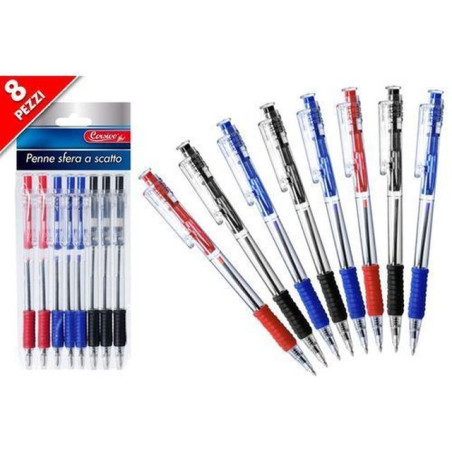 SET 8 PENNE A SFERA A SCATTO ASS. EAN 8032732197965 INGROSSO PENNE PER LA SCUOLA