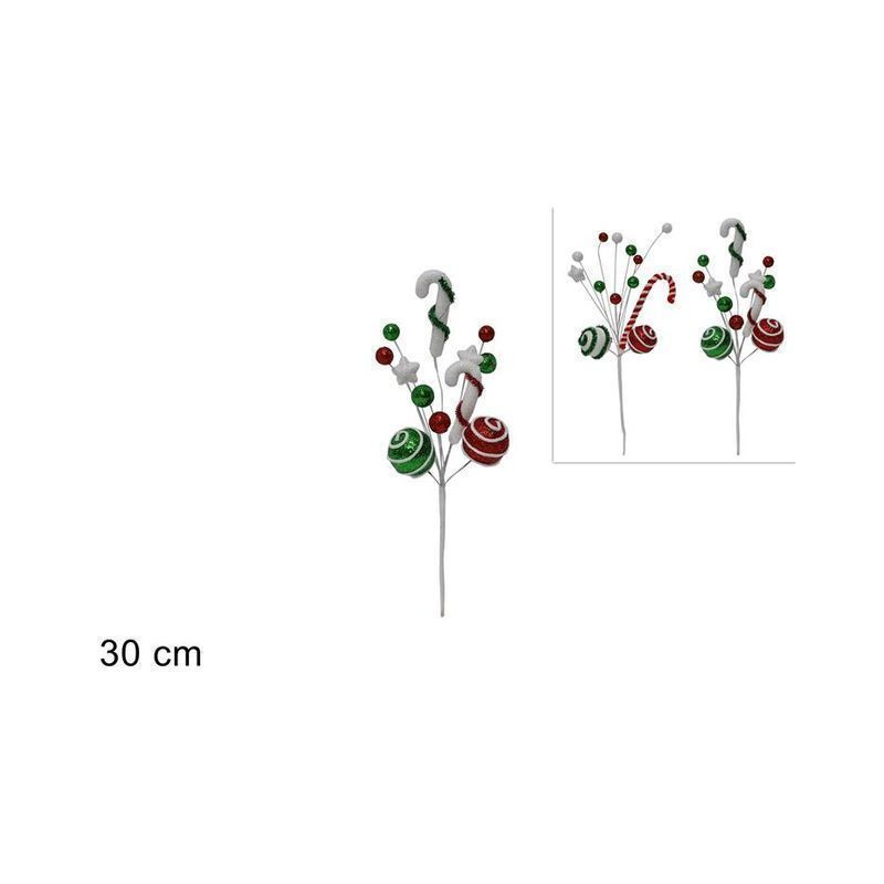 SPILLONE C/PALLINE E CANDITI 2 ASS. 30CM EAN 8053482204024 INGROSSO FIORI FINTI NATALIZI