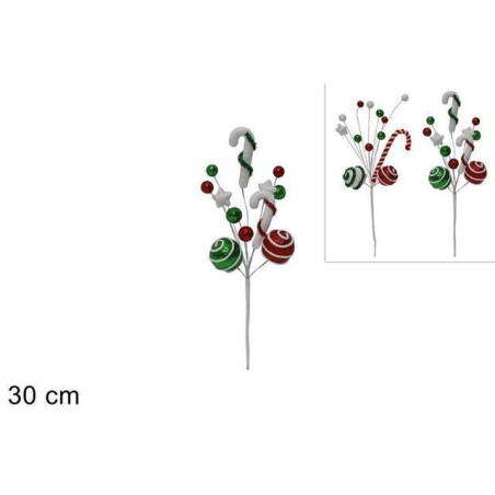 SPILLONE C/PALLINE E CANDITI 2 ASS. 30CM EAN 8053482204024 INGROSSO FIORI FINTI NATALIZI
