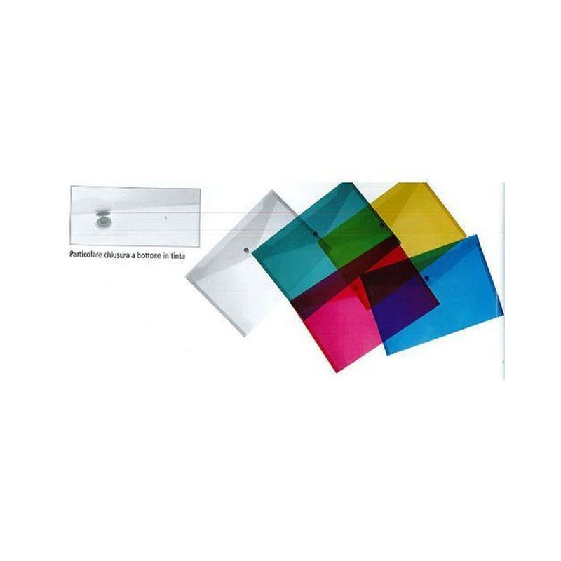 BUSTA A7 C/BOTTONE 5COLORI ASSORTITI CHIUSURA ORIZZONTALE EAN 8004434220654 INGROSSO BUSTE A BOTTONE