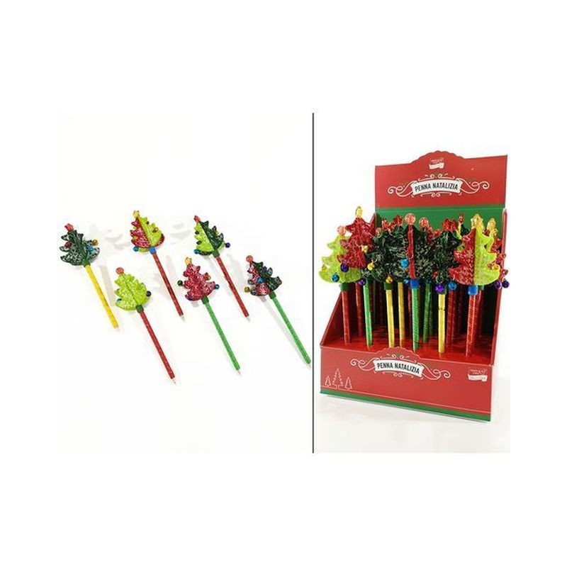 PENNA CON ALBERO 6 ASS IN DISPLAY EAN 8015361232009 INGROSSO OGGETTISTICA NATALIZIA