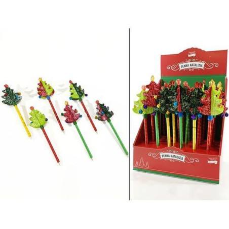 PENNA CON ALBERO 6 ASS IN DISPLAY EAN 8015361232009 INGROSSO OGGETTISTICA NATALIZIA