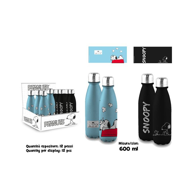 BORRACCIA ALLUMINIO 600 ML PEANUTS EAN 8054708235327 INGROSSO GIOCATTOLI PER EDICOLE