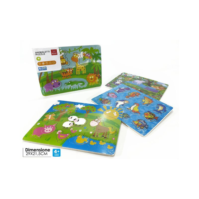 PUZZLE 3D ANIMALI LEGNO 4ASS EAN 8015361238568 INGROSSO GIOCHI IN LEGNO