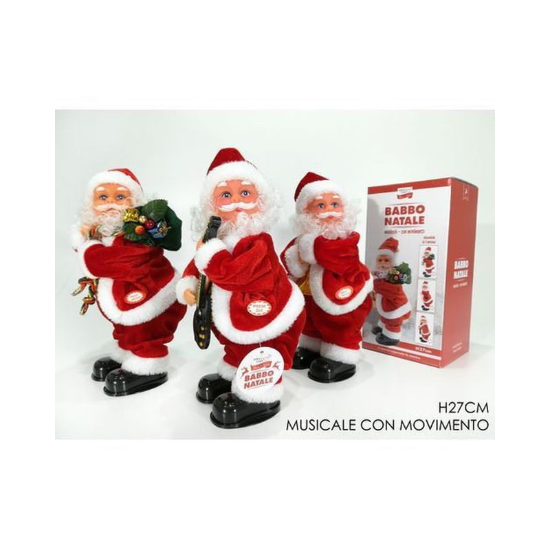 BABBO NATALE H.27CM DANZANTE C/MUSICA 3 ASSORTIMENTI EAN 8015361255190 INGROSSO PUPAZZI E GNOMI NATALIZI