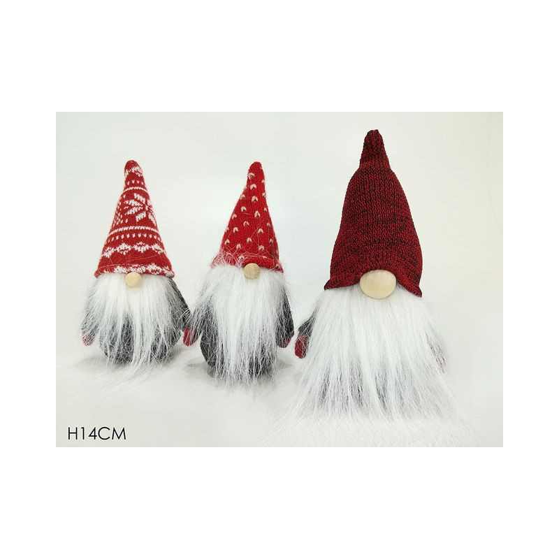 GNOMO 14 CM 3 ASS EAN 8015361269395 INGROSSO PUPAZZI E GNOMI NATALIZI