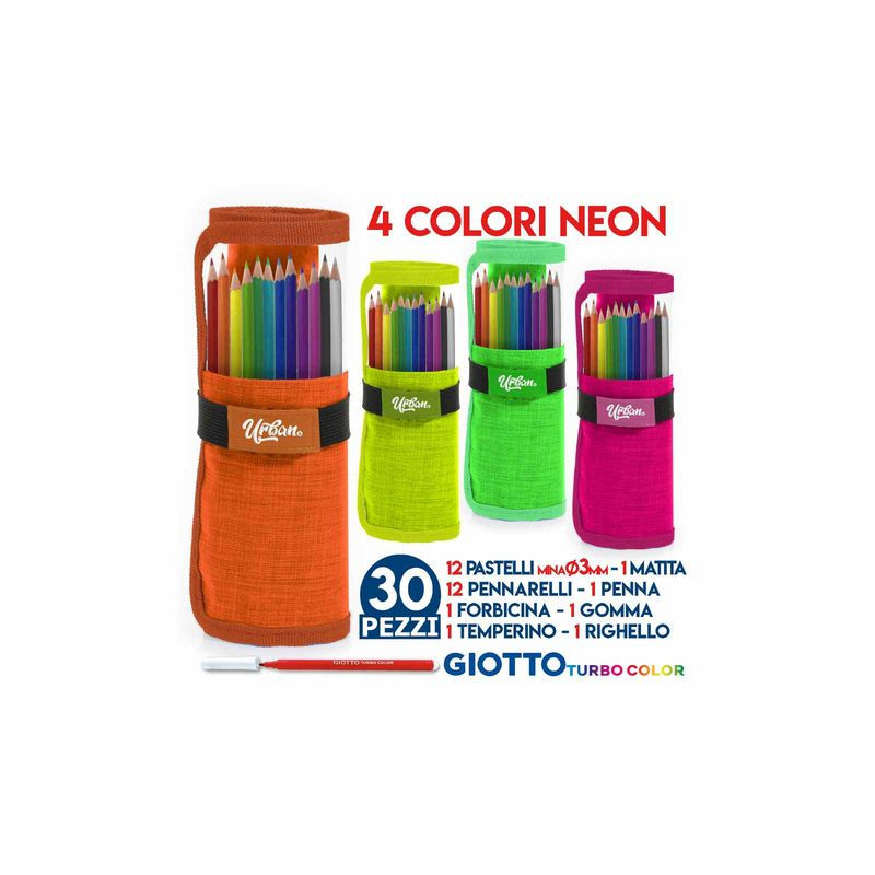 ROLLER POUCH 12+12 GIOTTO URBAN NEON C. EAN 8023650033626 INGROSSO MATITE COLORATE