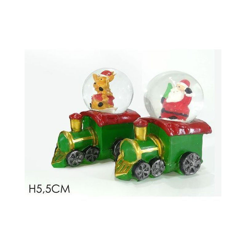 PALLA DI VETRO SU LOCOMOTIVA 2ASS H5.5CM EAN 8015361276614 INGROSSO OGGETTISTICA NATALIZIA