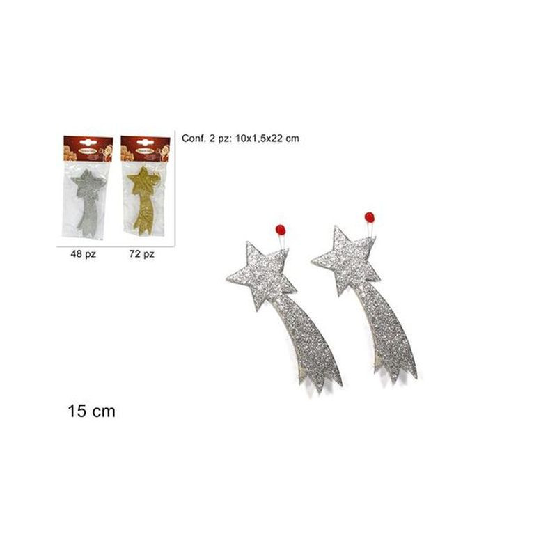 STELLA COMETA 15CM 2PZ EAN 8033113296123 INGROSSO ARTICOLI DECORAZIONI NATALIZIE