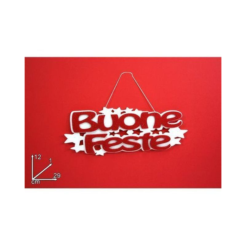 SCRITTA BUONE FESTE OVATTA 29X1X12CM EAN 8033113331640 INGROSSO OGGETTISTICA NATALIZIA