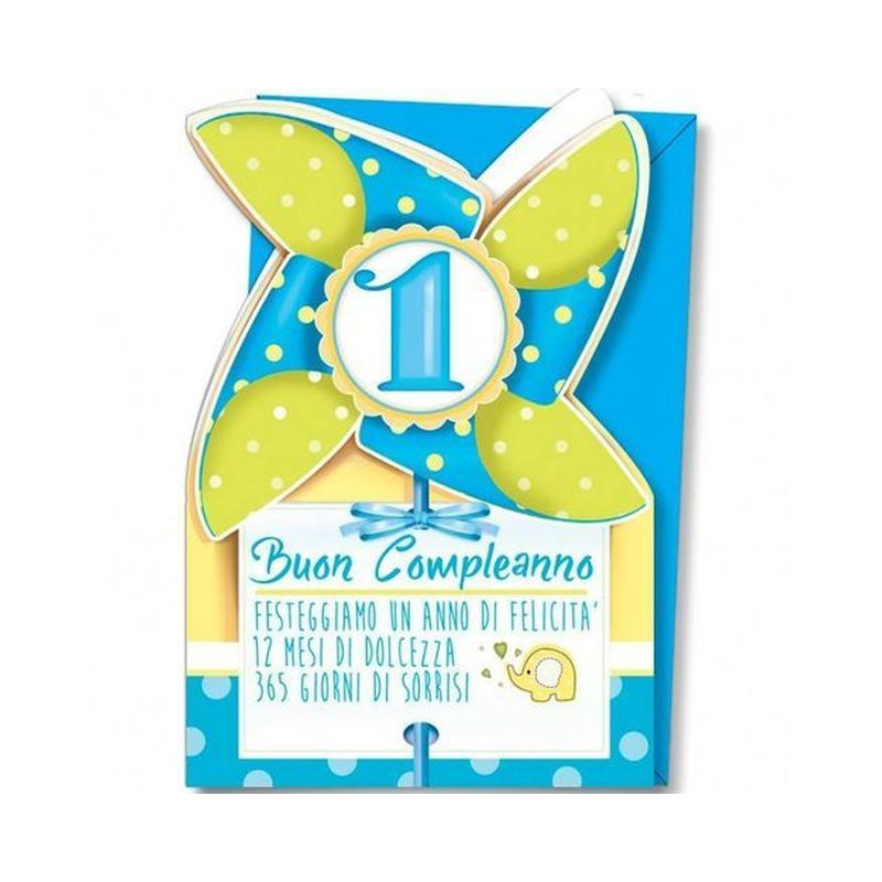 BIGLIETTI COMPLEANNO ANNO 1 BIMBO EAN 8001608753369 INGROSSO BIGLIETTI COMPLEANNO