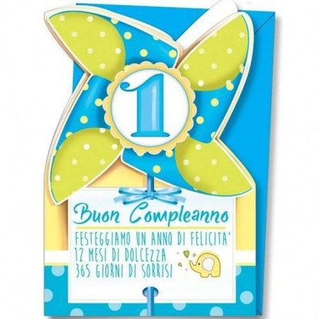 BIGLIETTI COMPLEANNO ANNO 1 BIMBO EAN 8001608753369 INGROSSO BIGLIETTI COMPLEANNO