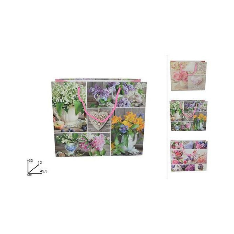 BUSTA REGALO FIORI 3ASS. 45.5X33X12CM EAN 8034048386965 INGROSSO SACCHETTI E SHOPPER REGALO