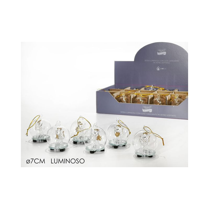 PALLA ANGELO C/LUCE ASS 7CM EAN 8015361579494 INGROSSO OGGETTISTICA NATALIZIA