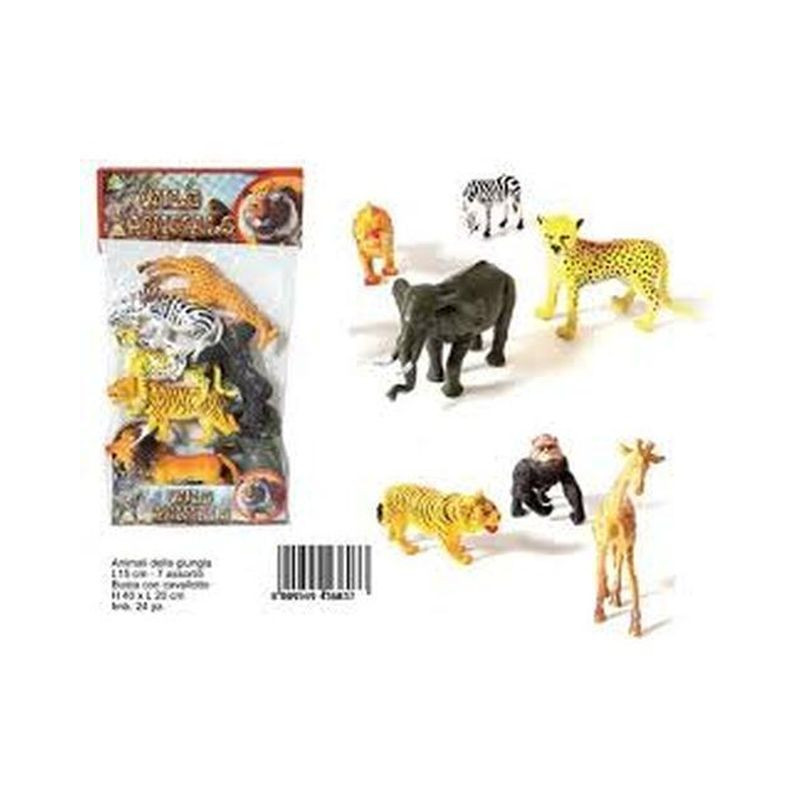 BUSTE 7PZ ANIM GIUNGLA 15CM MIS BUSTA H EAN 8009549436037 INGROSSO BUSTE ANIMALI GIOCATTOLO