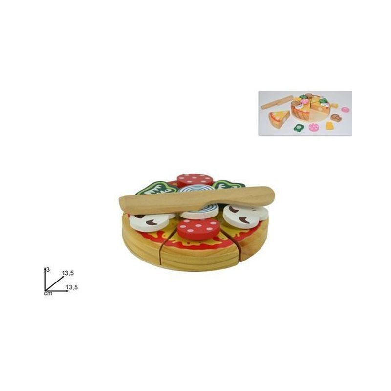 TAGLIERE CON PIZZA LEGNO ART.KDK097 EAN 8034048471715 INGROSSO GIOCHI IN LEGNO