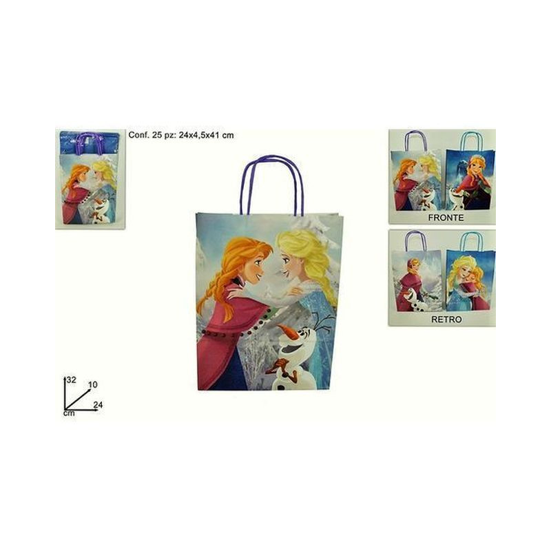 BUSTA REGALO 24X10X32 FROZEN EAN 8435377501799 INGROSSO SACCHETTI E SHOPPER REGALO