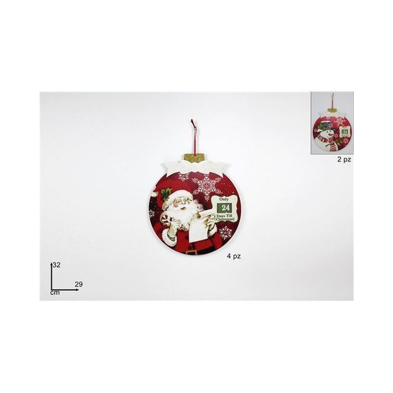 CALENDARIO LEGNO TONDO 2SOGGETTI 32X29CM EAN 8033113551963 INGROSSO APPENDINI NATALIZI