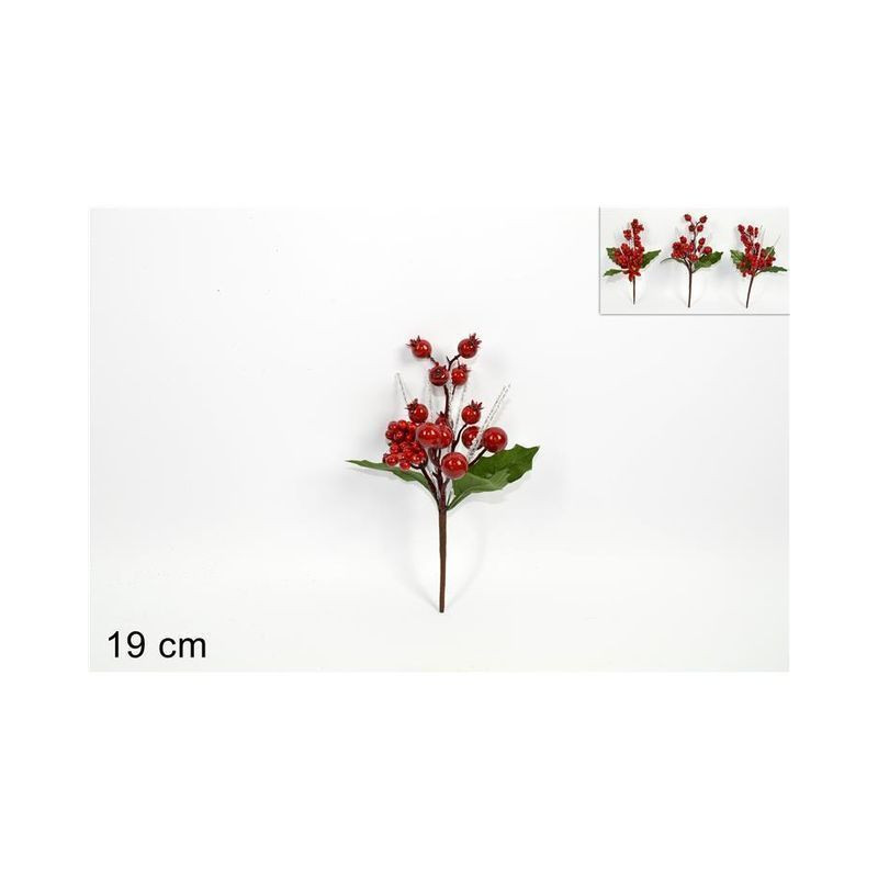 SPILLONE BACCHE C/FOGLIE E STELI INNEVAT EAN 8033113563058 INGROSSO FIORI FINTI NATALIZI