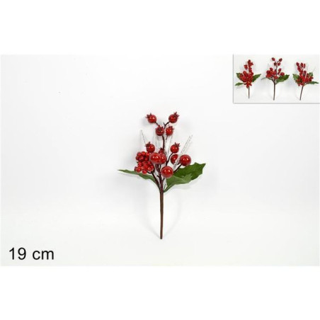 SPILLONE BACCHE C/FOGLIE E STELI INNEVAT EAN 8033113563058 INGROSSO FIORI FINTI NATALIZI