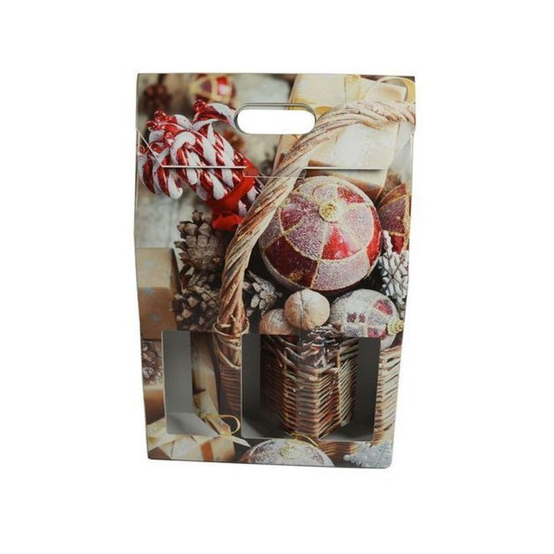 BOX 3 BOTTIGLIE CESTO 42X9X27CM EAN 8033113588518 INGROSSO SACCHETTI E SHOPPER NATALIZI