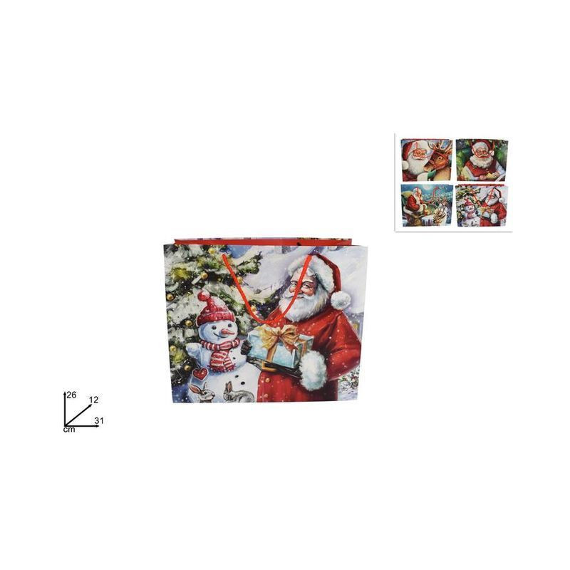 BUSTA REGALO BABBO NATALE 31X26X12CM ASS EAN 8033113625299 INGROSSO SACCHETTI E SHOPPER NATALIZI