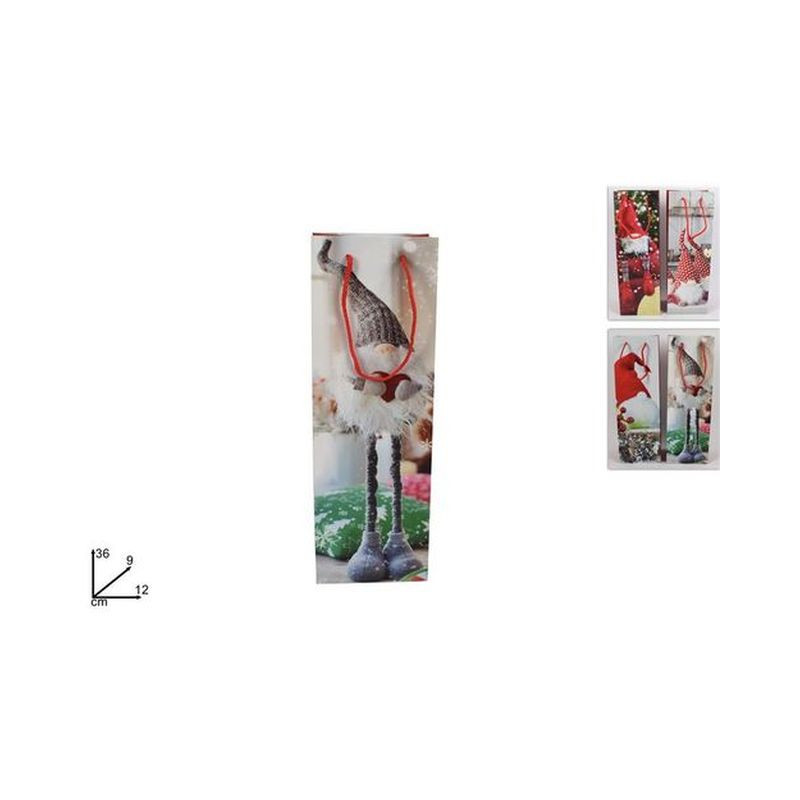 BUSTA REGALO GNOMO DI NATALE 4ASS 12X36X 9 EAN 8033113774621 INGROSSO SACCHETTI E SHOPPER NATALIZI
