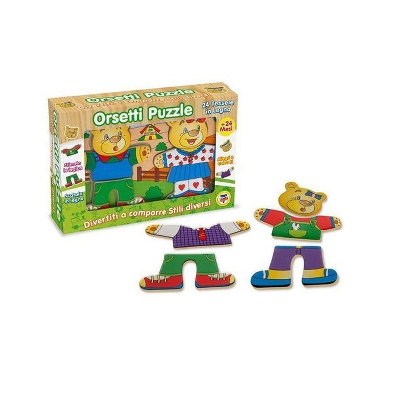 FATTO DI LEGNO - PUZZLE ORSETTI 24PZ EAN 8017967404743 INGROSSO GIOCHI IN LEGNO