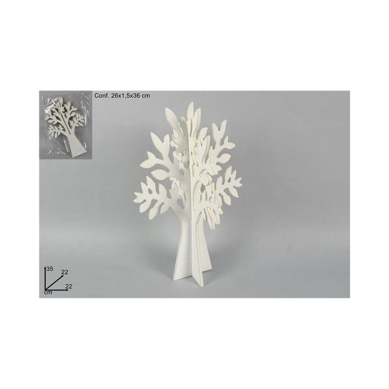 ALBERO DELLA VITA 35CM IN LEGNO BIANCO EAN 8034048503195 INGROSSO OGGETTISTICA NATALIZIA