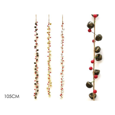 APP. GHIRLANDA C/CAMPANELLI 105CM 3ASS. EAN 8015361173548 INGROSSO APPENDINI NATALIZI