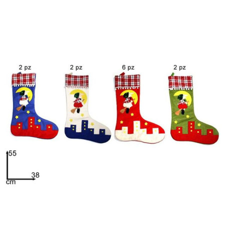 CALZA BEFANA C/BORDO SCOZZ. 55CM 4 COL.B EAN 8033113364938 INGROSSO BEFANA