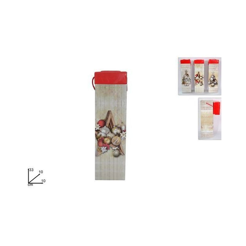 SCATOLA PORTABOTTIGLIA 33X10X10 DEC NAT EAN 8033113993398 INGROSSO SACCHETTI E SHOPPER NATALIZI