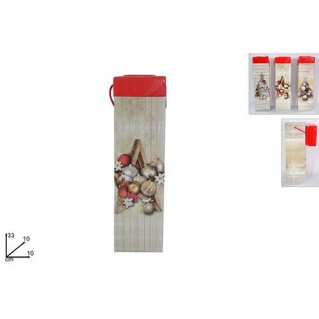 SCATOLA PORTABOTTIGLIA 33X10X10 DEC NAT EAN 8033113993398 INGROSSO SACCHETTI E SHOPPER NATALIZI