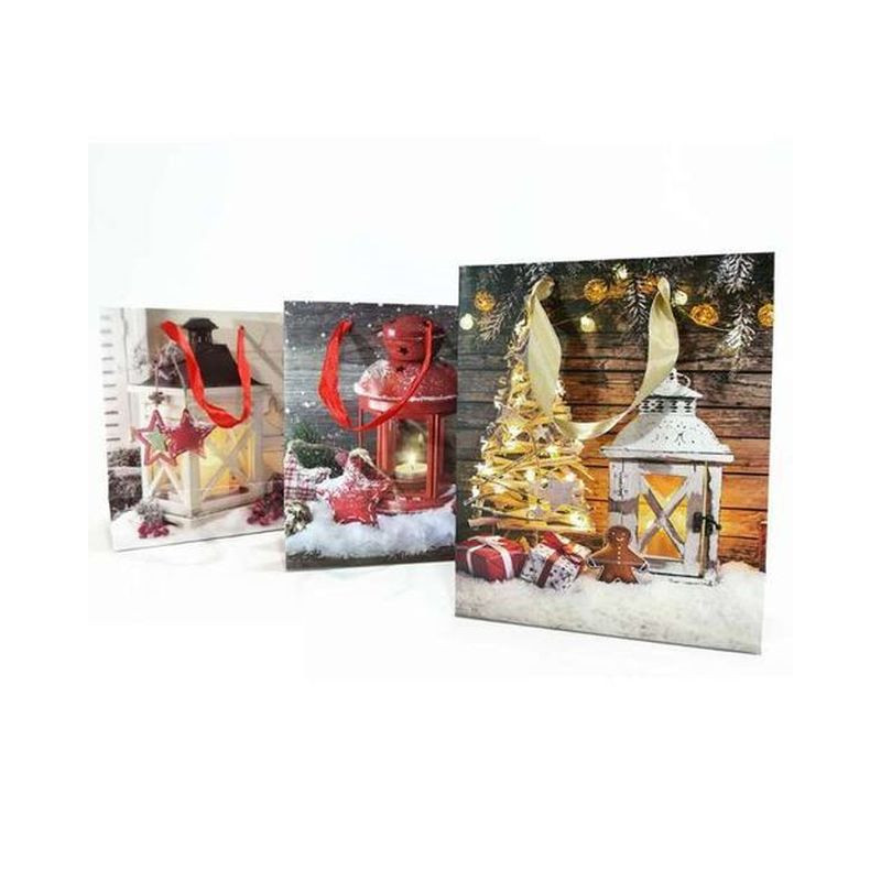 BUSTA GLITTERATA NAT.XMAS 6ASS. GIGANTE EAN 8015361005122 INGROSSO SACCHETTI E SHOPPER NATALIZI