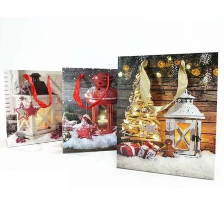 BUSTA GLITTERATA NAT.XMAS 6ASS. GIGANTE EAN 8015361005122 INGROSSO SACCHETTI E SHOPPER NATALIZI