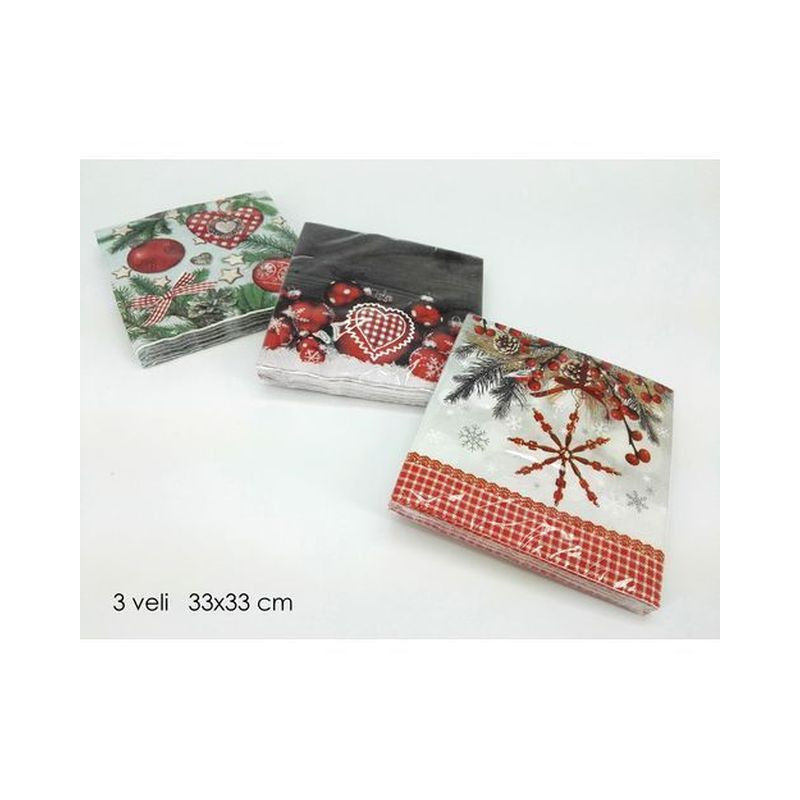 TOVAGLIOLI NATALIZI 33X33CM 3 VELI 3ASS EAN 8015361151829 INGROSSO TOVAGLIOLI NATALIZI