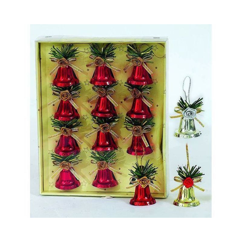 CAMPANELLE ORO 12PZ DEC.BACCHE 3.5X3.5CM EAN 8019959358393 INGROSSO OGGETTISTICA NATALIZIA