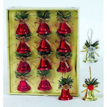CAMPANELLE ORO 12PZ DEC.BACCHE 3.5X3.5CM EAN 8019959358393 INGROSSO OGGETTISTICA NATALIZIA