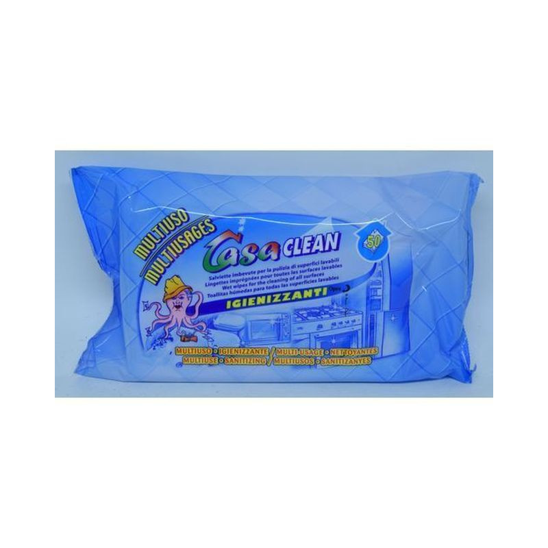 SALVIETTE 50 PZ MULTIUSO IGIENIZZANTI CASACLEAN EAN 8014002000502 INGROSSO ACCESSORI PULIZIA
