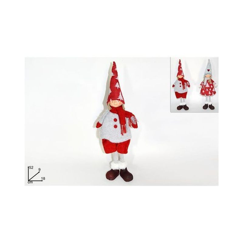 BAMBOLINA 52CM TESSUTO ROSSO C/ALBERI 2A EAN 8033113920530 INGROSSO PUPAZZI E GNOMI NATALIZI