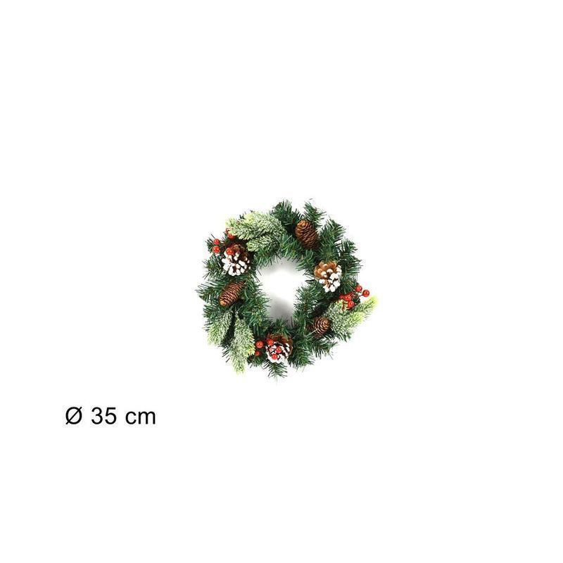 DIETROPORTA TONDO CM 35 C/PIGNE E BACCHE EAN 8053482087849 INGROSSO FIORI FINTI NATALIZI
