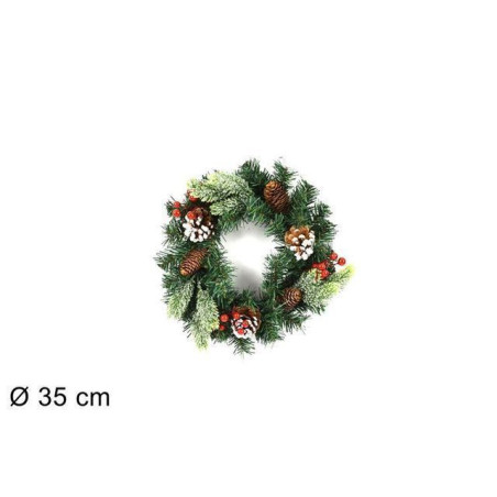 DIETROPORTA TONDO CM 35 C/PIGNE E BACCHE EAN 8053482087849 INGROSSO FIORI FINTI NATALIZI